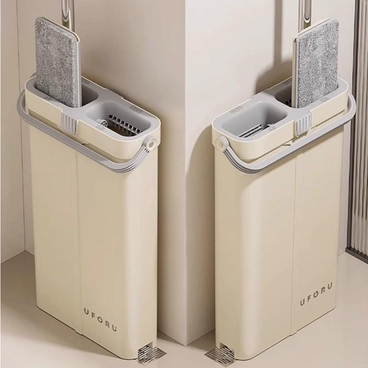 Japanese Trendy Brand Jm Mop, One-Step Cleaning, Hands-Free, Household Flat Mop, Lazy Person's Labor-Saving Dry and Wet Dual-Use Mop Bucket Set