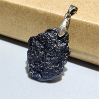 Natural conformable black meteorite raw stone Czech glass thunder ink meteorite pendant collection jewelry
