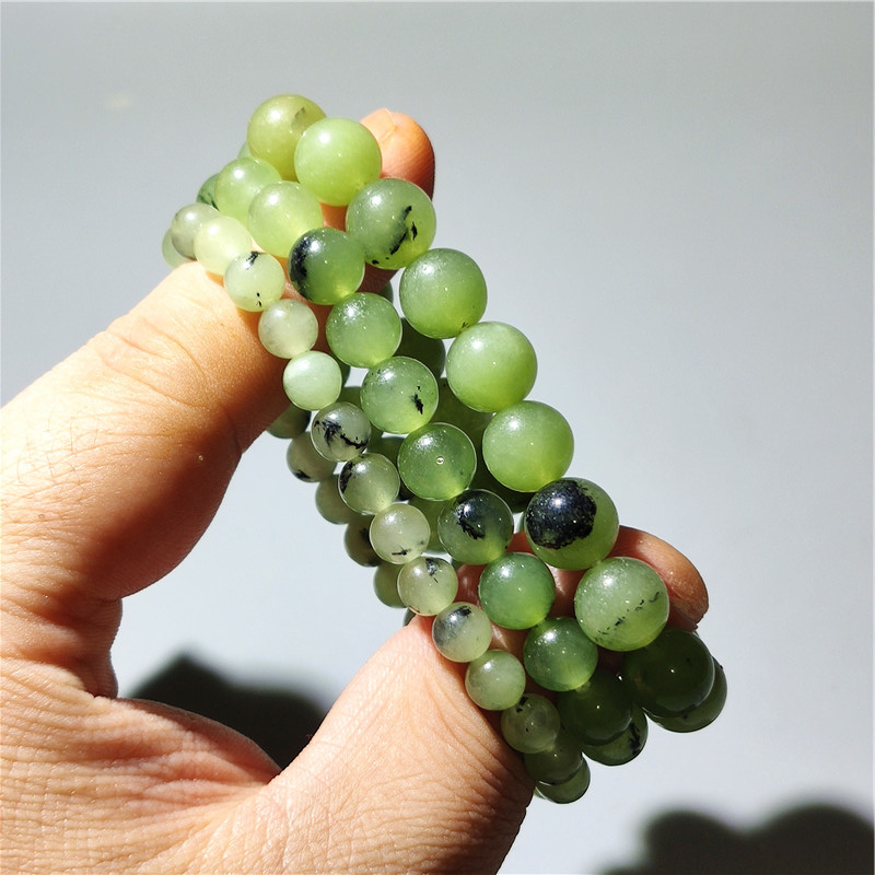 Natural Quartzite Chalcedony Bracelet, Optimized Grape Chalcedony Bracelet, Simple Single-Circle Round Bead Jewelry for Men and Women, Gift