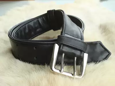 First layer cowhide double hole stainless steel needle buckle double layer leather handmade high-end cowhide belt men's hip-hop trend