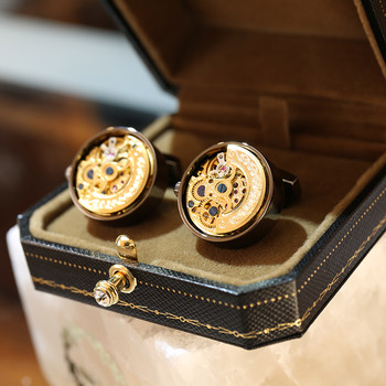 Swiss movement perpetual motion dustproof glass cover cufflinks