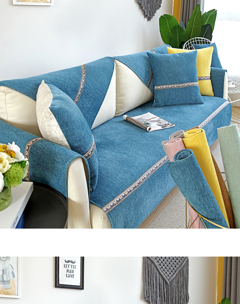 Bốn mùa phổ biến chống trượt vải chenille sofa đệm Bắc Âu đơn giản hiện đại đệm tùy chỉnh sofa che lại khăn - Ghế đệm / đệm Sofa thảm trải ghế sofa gỗ