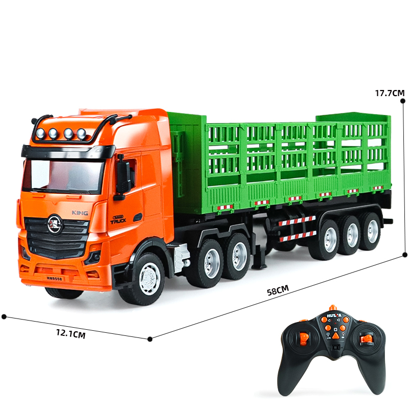 Remote Control Nine-Channel Semi-Trailer High-Sided Transport Engineering Truck with Sound and Light, Heavy-Duty Truck Children's Toy Gift