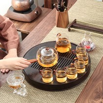 High-end bamboo grill dish storage type solid wood dry baking dish household simple small tea dish draining round bamboo dish