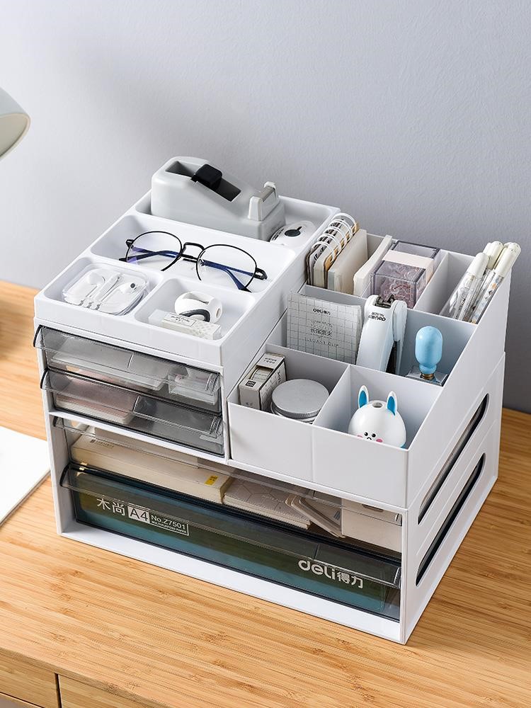 Desk containing box drawer-type document A4 paper finishing box desk surface shelve student pencil case