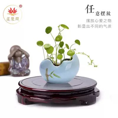 Flower pot base Large imitation solid wood Buddha seat Stone strange stone vase root carving ornaments bottom imitation mahogany durable holder