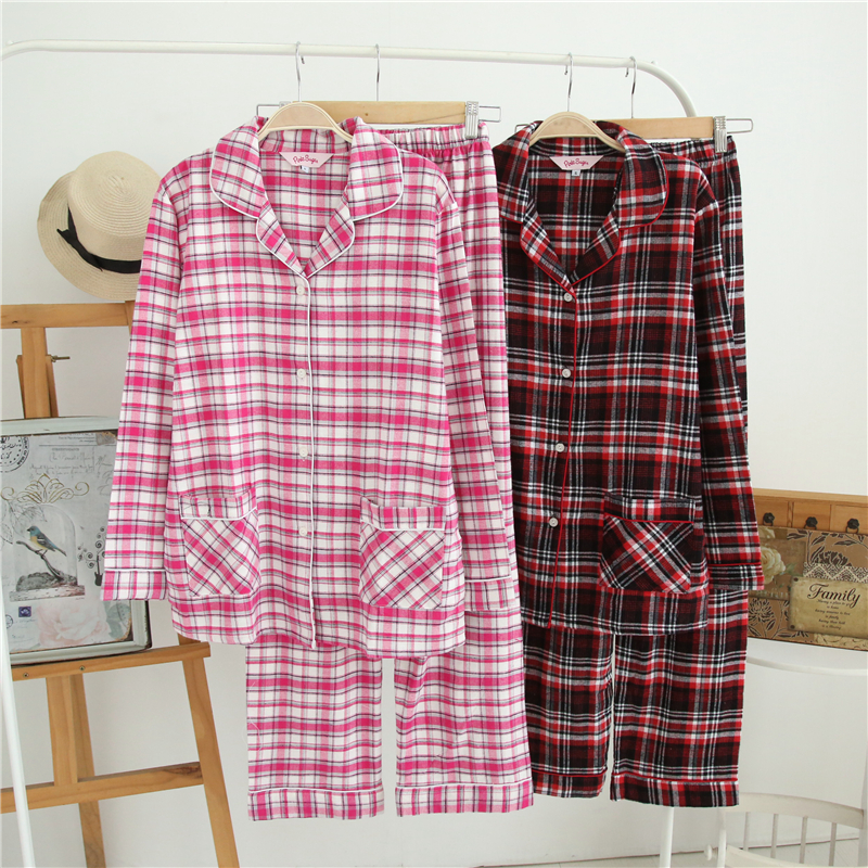 Ưu đãi đặc biệt cotton nhung chà nhám quần dài tay cho nam bộ đồ ngủ kẻ sọc phục vụ nhà 7-1 2-1 quần áo ngủ nữ