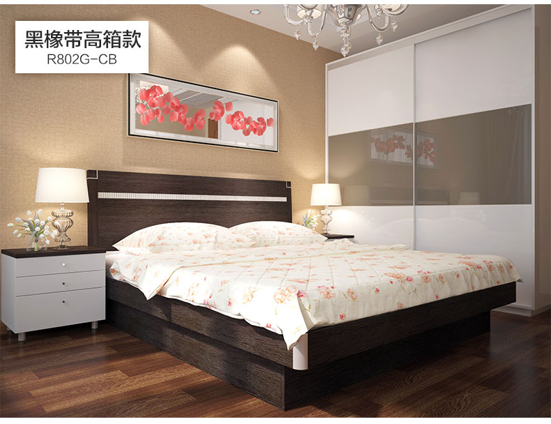 Nội thất phòng ngủ màu đỏ táo đơn giản hiện đại bảng điều khiển hiện đại giường 1,8 m giường đôi bàn cạnh giường WS07 - Bộ đồ nội thất kệ để tivi