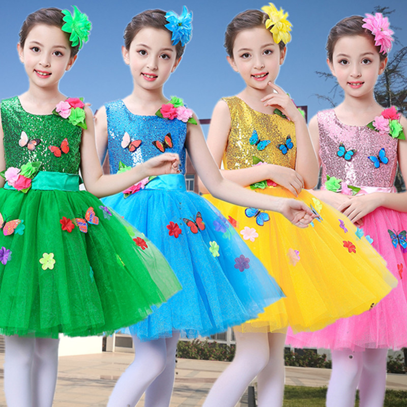 girls princess ballet chorus dresses Children pengpeng cake dress table show dress girl Princess kindergarten chorus Dress Dance Dress Dance Dress