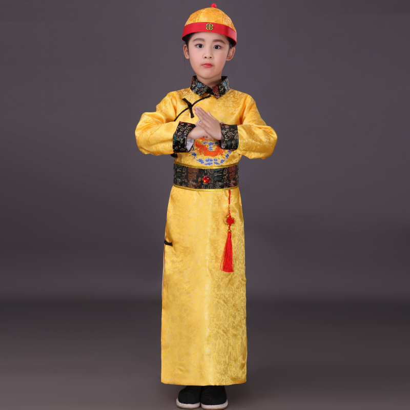 Children's costume costume boy Qing Dynasty little emperor prince Agobele minister official costume Manchu son performance