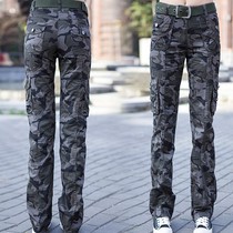 Floss ladies casual Joker spring and summer multi-pocket straight loose slim high waist thin cotton military pants