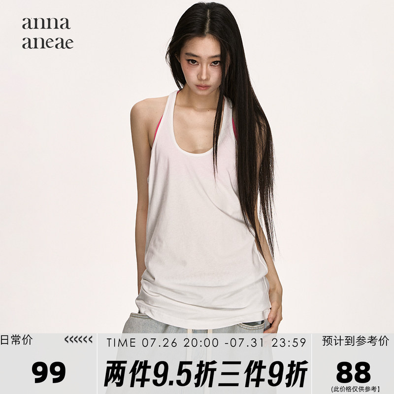 Anna Aneae Tencel Linen Camisole Women's Summer Loose Casual Sports T-Shirt Plus Size Top
