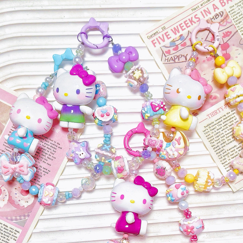 [Original] Genuine Sanrio Summer Rainbow Candy Cute and Adorable Versatile Dopamine Phone Strap Keychain