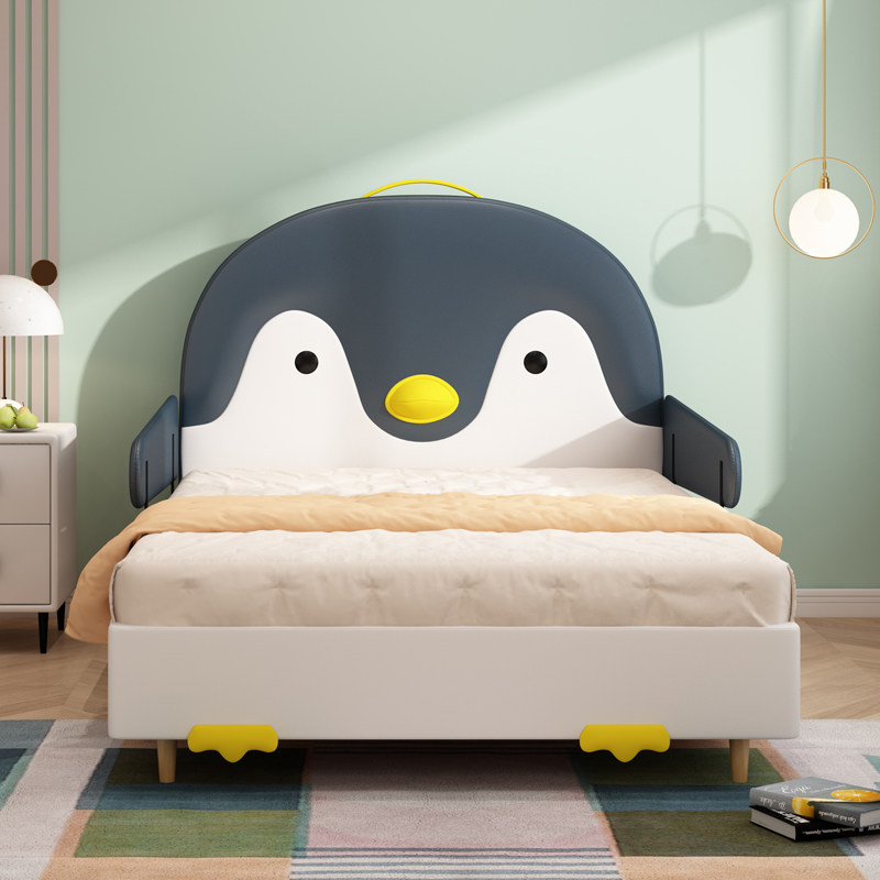 ifuns Blue Penguin Children's bed Cot Guardrail Cartoon Creative Child Bed Girl Single Bed 1 2 m Soft Package