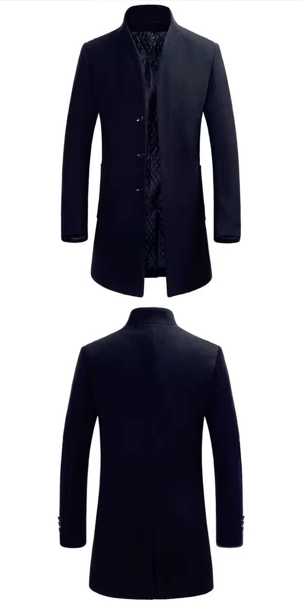 Yalu áo len cashmere dài giữa nam cộng với cotton dày tự trồng len áo khoác nam đứng cổ áo khoác áo khoác kaki nam