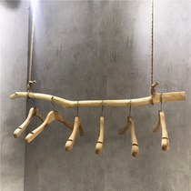 Clothing store hanging ring hemp rope display rack Womens clothing shelf wall clothing rack tree branch Childrens clothing retro clothes hanger hanger