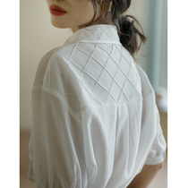 nicepeople French niche design white shirt womens summer short-sleeved thin section micro-wrinkled texture doll collar shirt