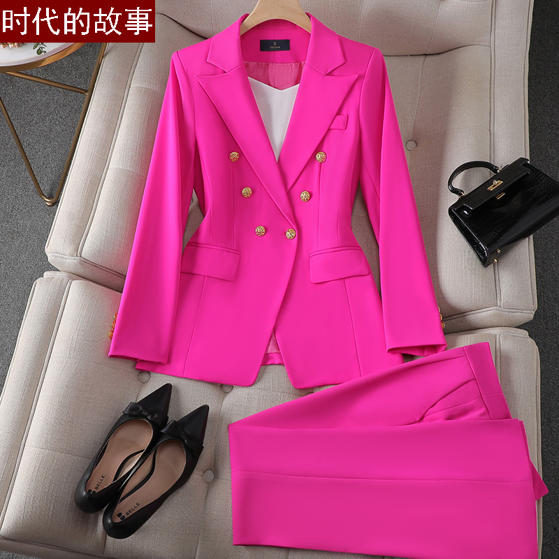 Rose Red Blazer for Women, New Autumn and Winter Style, Elegant Professional Attire, Casual Host Formal Suit, Workwear