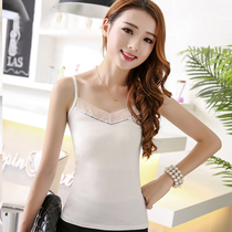 2017 Joker small camisole women's short cotton professional tooling bottoming shirt sexy v collar size fat MM