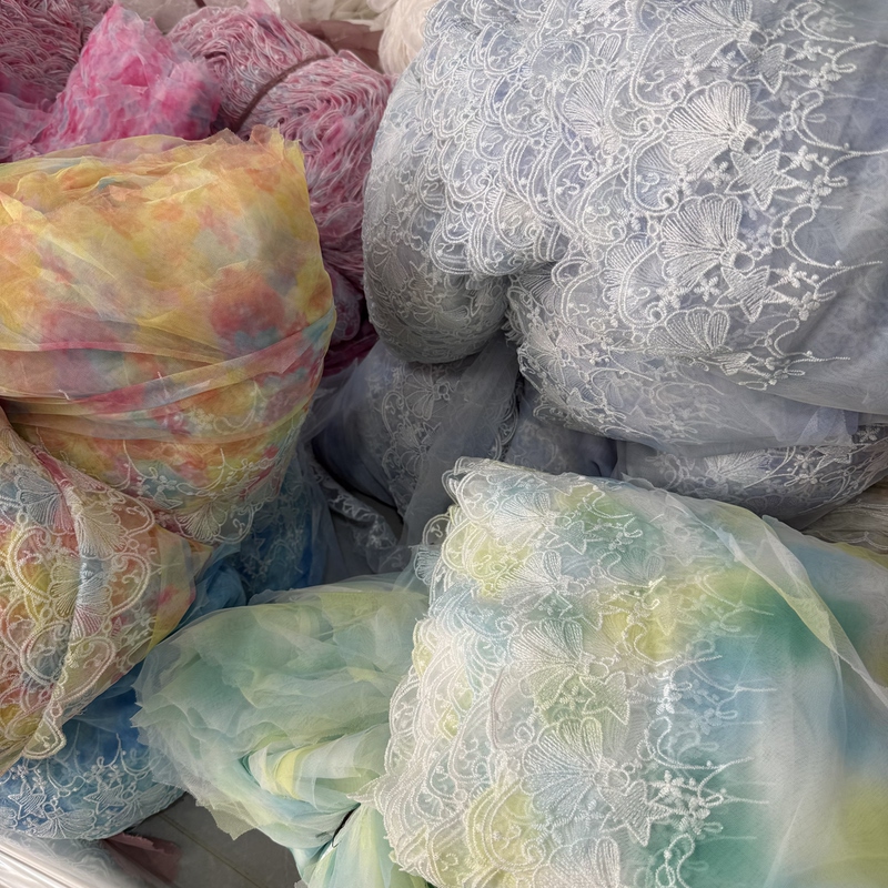 Japanese-Style Colorful Thread Printed Mesh Embroidery Lace Fabric DIY Clothing Skirt Hem Sleeves Doll Clothing Accessories Japanese-Style Colorful Thread Printed Mesh Embroidery Lace Fabric DIY Clothing Skirt Hem Sleeves Doll Clothing Accessories