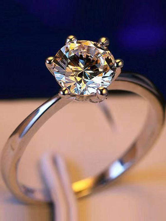 Simulated Classic Six-Claw Ring for Women, Open Diamond Ring, Niche Moissanite Ring, European and American Luxury Foreign Trade Jewelry Manufacturer