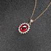 Feihong Sunflower Full Diamond Princess Diana Pendant Low-Luxury Imitation Emerald Necklace Garnet Ruby Princess Necklace