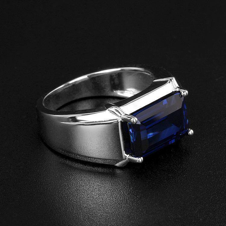 Feihong's New Emerald Rectangular Men's Open Ring, Simple, Stylish, Business-Like, and Bold Men's Adjustable Ring