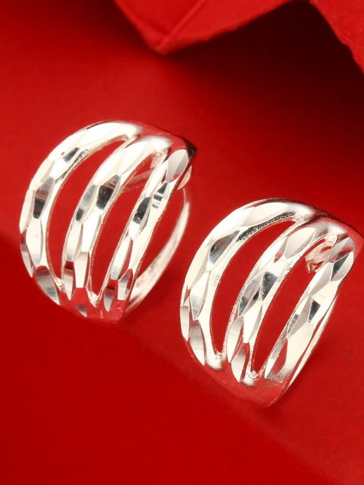 Silver Earrings 999 Pure Silver for Women, Full Silver, Suitable for Round Faces, Large Hoop Earrings for Mothers, No Need to Take Off When Sleeping, Silver Jewelry for Elderly Women and Grandmothers