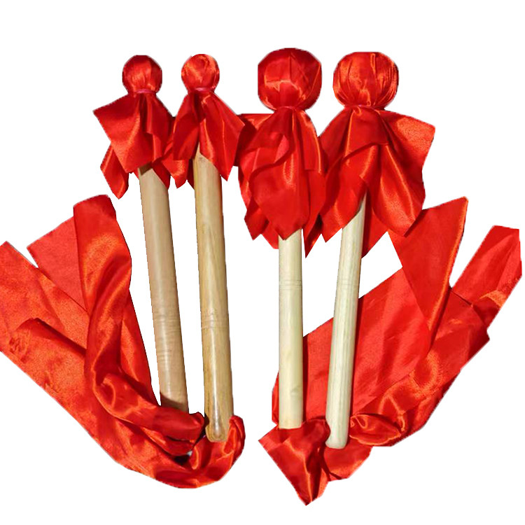 西洋風大型ドラム、長いウールフェルト製ドラムスティック、牛革製ドラム、赤いドラム、龍のドラム、赤い絹で巻かれた無垢材のドラムスティック