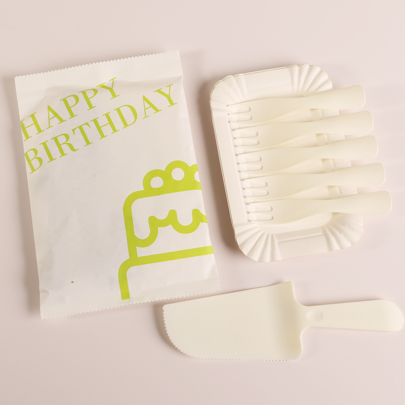 Birthday Cake Plate Disposable Paper Plate Knife and Fork Set High-End Cloud Drop-Shaped Dinner Plate Dish Tray Tableware