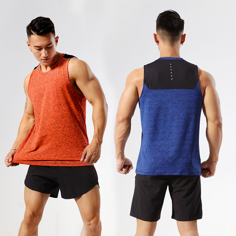 Sports vest men stretch breathable loose running waistcoat sleeveless gym training basketball quick-drying shirt round neck summer