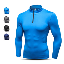 Fitness Sports Long Sleeve Men Running Speed Dry Compression Clothes Basketball Training Elastic High Collar Tight Fit Zip Jacket Autumn Winter