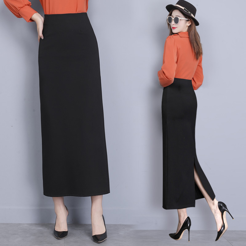Hip-Hugging Skirt 2026 Spring and Summer New Style One-Step Skirt Slimming Black Mid-Length Straight Skirt with Drapey Feel and Elegant Temperament