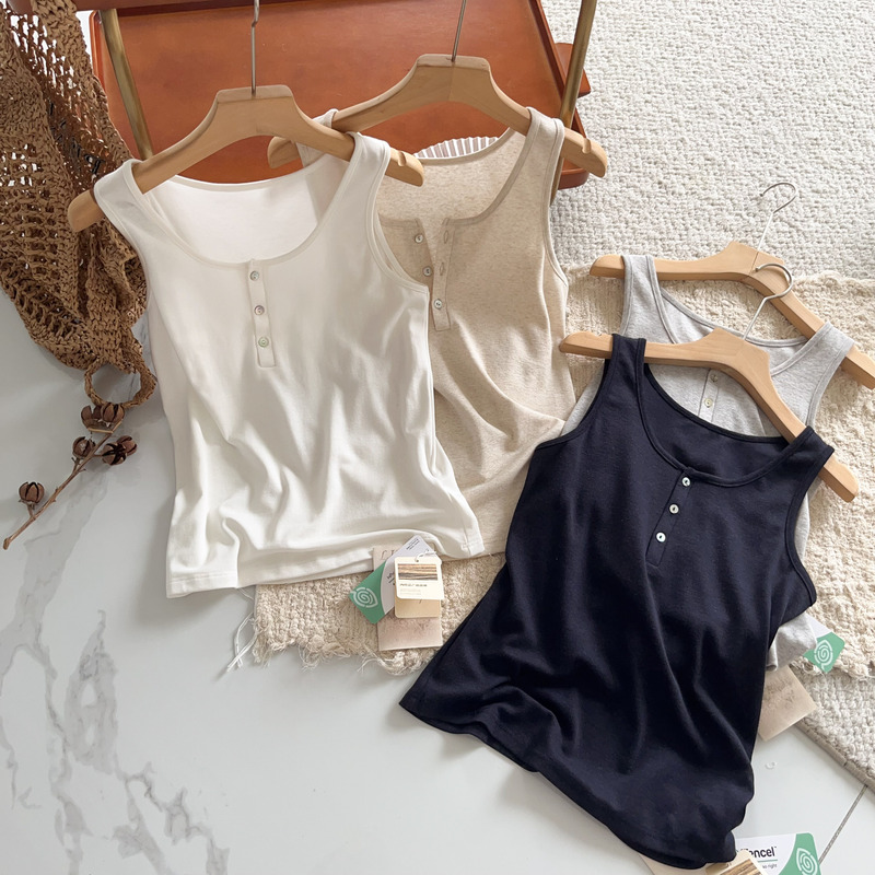 Rain Dew Linen Series! Lyocell Linen Summer Breathable Soft Half-Button Casual Relaxed Tank Top for Women