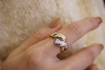 Two-in-one color color bicolor thick gold 18K gold white gold platinum ring personality tide high face INS wind single product stack