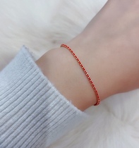 French Wind France Style 18K Gold Hand Woven Red Red Red Rope Beads Bracelet Pure Gold Chain Pure Gold Chain GIFT OF THE YEAR