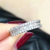 Total 50 points T square ladder square round diamond 18K white gold ring ring ring ring ring ring ring ring tail ring diamond ring ring luxury group inlay