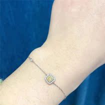 Ex-gratia square main stone 14 Yellow Diamond studded with 13 Sub-drill Total 27 Diamonds 18K Platinum Adjustable Bracelet