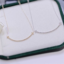 Classic 3 5cm Long Pendant Smile Total 10 Diamonds 18K Gold Platinum Necklace Double Face Can Wear Japan