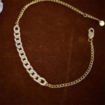 Special price European and American Ins Wind total 28 Diamonds 18K Gold Thick Gold Adjustable Cuba Bracelet Chain Texture Trendy