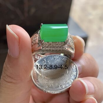Jade ice sun green dark green saddle ring