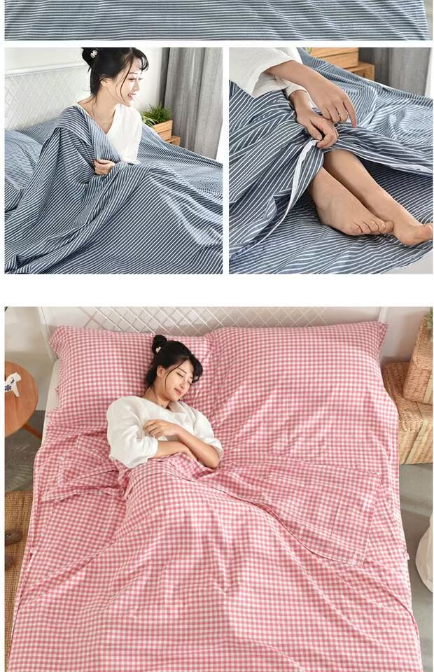 Túi ngủ du lịch cotton xách tay khách sạn kinh doanh trên túi bẩn Nhật Bản sọc cotton người lớn gấp đôi tấm chống bẩn - Túi ngủ túi ngủ cho người lớn