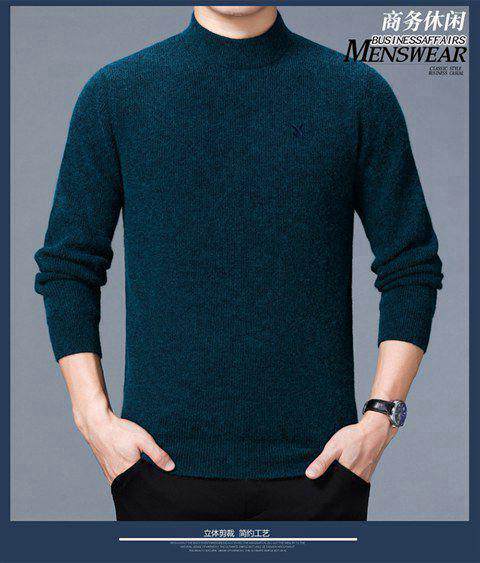 Playboy mùa thu và mùa đông nam trung niên màu rắn cổ tròn áo len cashmere đan áo len xu hướng mới Áo len Hàn Quốc áo khoác nam