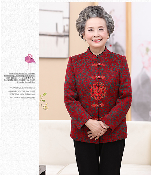 Áo khoác mùa thu cho phụ nữ trung niên và người già 60-70 tuổi bà phù hợp với quần áo bà già quần áo mùa đông áo dài cho người lớn tuổi
