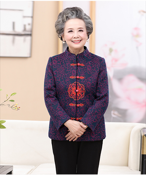 Áo khoác mùa thu cho phụ nữ trung niên và người già 60-70 tuổi bà phù hợp với quần áo bà già quần áo mùa đông áo dài cho người lớn tuổi