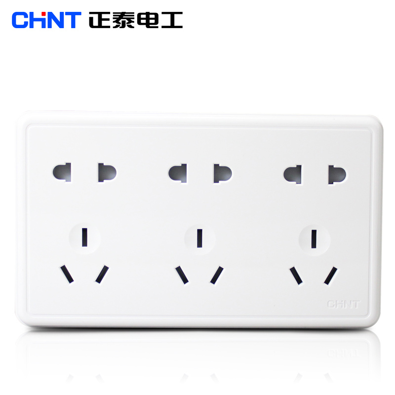 Zhengtai switch socket NEW1C surface-mounted wall switch 15-hole socket panel surface-mounted triple five-hole plug