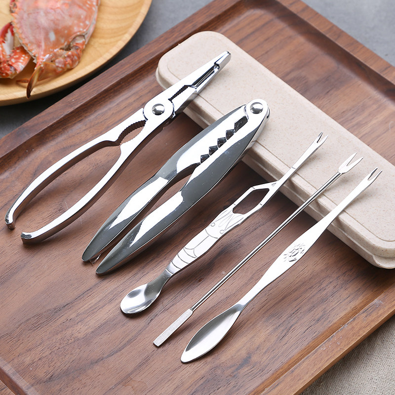 Three-piece set of peeling crab claw clip stainless steel crab eating tool hairy crab eight pieces crab needle home crab clip pliers
