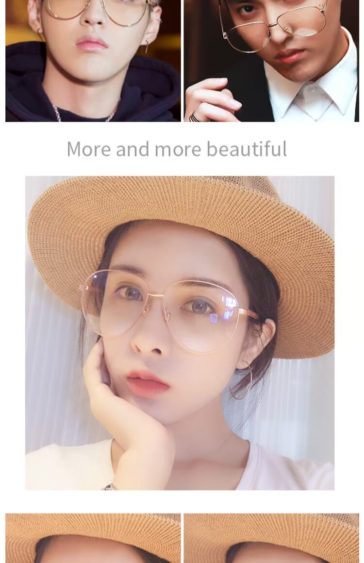 Kính khung nữ dây vàng cận thị khung lớn kính nam retro phí thủy triều Kai Ming Wu Yifan Pingguang gương mạng màu đỏ với đoạn văn tròng kính chống ánh sáng xanh