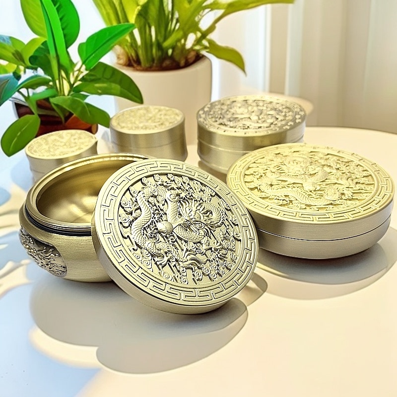 Brass Multifunctional Ink Cartridge Inkstone Calligraphy Practice Seal Carving Ink Pad Box Anti-Drying Sealed Portable Non-Drying Ink