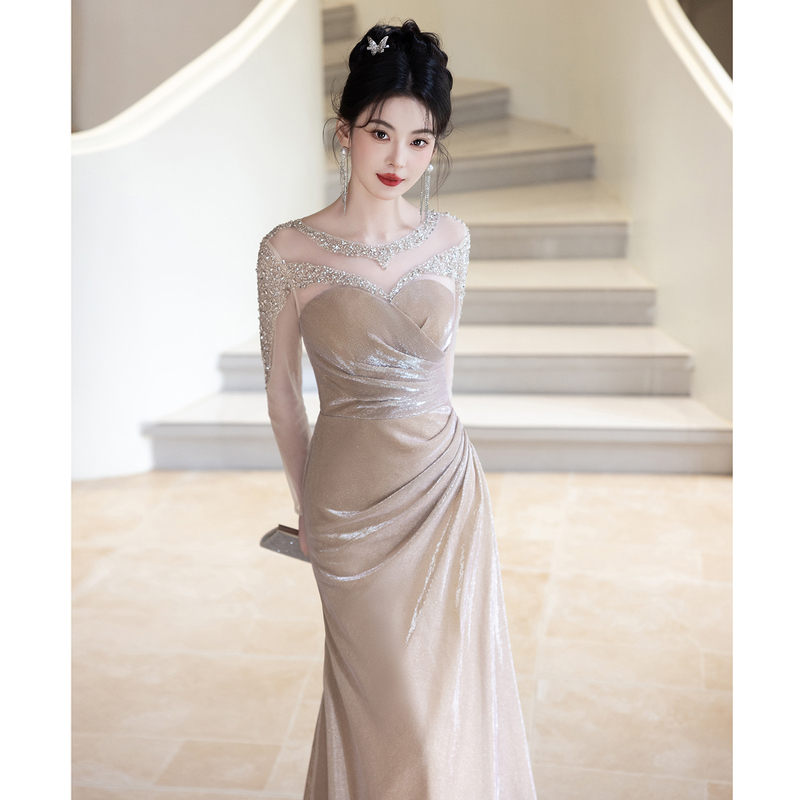 High-End Evening Dress for Women 2026 New Model Banquet Heavy-Duty Stage Vocal Art Exam Performance Annual Meeting Host Engagement